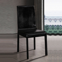 2x Steel Frame Leatherette Medium High Back rest Dining Chairs with Wooden legs