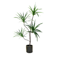 Green Artificial Indoor Brazlian Iron Tree Fake Plant Decorative 4 Heads