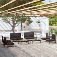 Garden Lounge Set with Cushions Poly Rattan