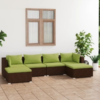 Garden Lounge Set with Cushions Poly Rattan Brown