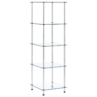 5-Tier Shelf Transparent 40x40x130 Tempered Glass