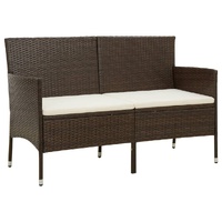 3-Seater Garden Sofa with Cushion Poly Rattan
