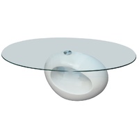 Coffee Table with Oval Glass Top