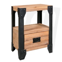 Converse Nightstand Solid Acacia Wood Steel 40x30x54 cm