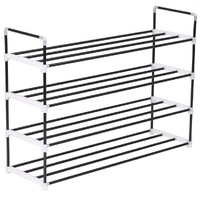 Shoe Rack with Metal and Plastic Black