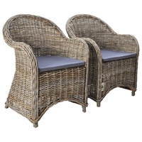 Outdoor Chairs with Cushions Natural Rattan