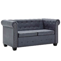 Philadelphia Chesterfield Sofa Artificial Suede Leather Grey