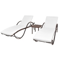Sun Loungers 2 pcs with Table Poly Rattan