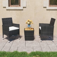 Bistro Set Poly Rattan and Acacia Wood