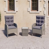 3 Piece Garden Bistro Set Poly Rattan and Glass