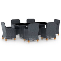 Outdoor Dining Set with Cushions Poly Rattan