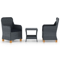 3 Piece Garden Lounge Set with Cushions Poly Rattan
