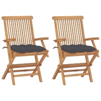 Garden Chairs with Cushions Solid Teak Wood