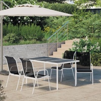 Outdoor Dining Set Steel Black