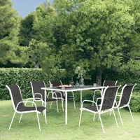 Outdoor Dining Set Steel Black
