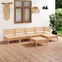 6 Piece Garden Lounge Set Solid Pinewood