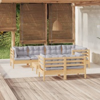 8 Piece Garden Lounge Set with Cushions Solid Pinewood