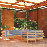 10 Piece Garden Lounge Set with Cushions Solid Pinewood
