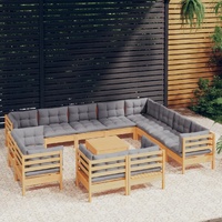 13 Piece Garden Lounge Set with Cushions Solid Pinewood