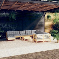 11 Piece Garden Lounge Set with Cushions Pinewood