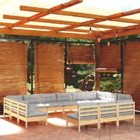 13 Piece Garden Lounge Set with Cushions Solid Pinewood