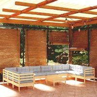 11 Piece Garden Lounge Set with Cushions Pinewood