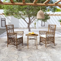 3 Piece Garden Dining Set Poly Rattan