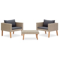 3 Piece Garden Lounge Set with Cushions Poly Rattan