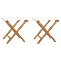 Folding Chairs 2 pcs Solid Teak Wood and Fabric