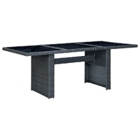 Garden Table Poly Rattan and Tempered Glass