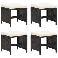 Garden Stools 4 pcs with Cushions Poly Rattan