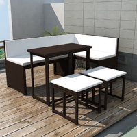 5 Piece Outdoor Dining Set Steel Poly Rattan