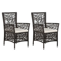 Outdoor Chairs 2 pcs with Cushions Poly Rattan