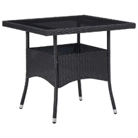 Outdoor Dining Table Poly Rattan and Glass