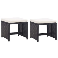 Garden Stools 2 pcs with Cushions Poly Rattan
