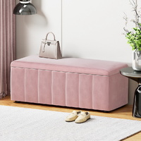 Storage Ottoman Blanket Box Velvet Chest Toy Foot Stool Couch Bed
