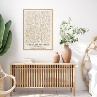 William Morris Neutral Wood Frame Canvas Wall Art