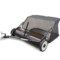 PlantCraft Lawn Sweeper Wide, Tow Behind Leaf and Grass Clipping Collector, Universal Hitch for Ride on Mower, Garden Tractor