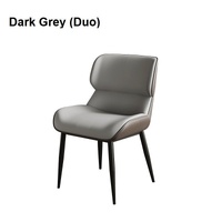 Italian Minimal List Dining Chairs PU Retro Chair Cafe Kitchen Modern Metal Legs x2