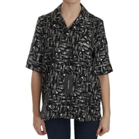 Musical Instrument Print Collared Top Women