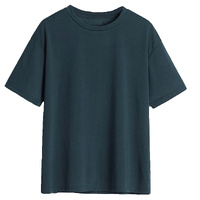 Adult 100% Cotton T-Shirt Unisex Men's Basic Plain Blank Crew Tee Tops Shirts, Dark Blue