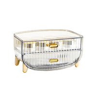 2 Tier Multifunctional Countertop Cosmetic Storage Makeup Skincare Holder Jewelry Cabinet Bathroom Desk Drawer Vanity Organiser