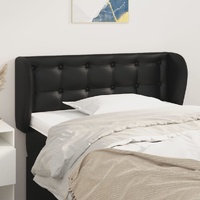 Headboard with Ears Black Faux Leather