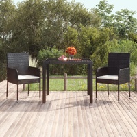 Garden Table with Glass Top Poly Rattan