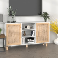 Sideboard 105x30x60 cm Solid Wood Pine and Natural Rattan