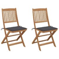 Folding Garden Chairs with Cushions Solid Wood Acacia