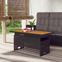 Garden Table 100x50x43/63 cm Solid Wood Acacia&Poly Rattan