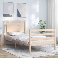 Bed Frame with Headboard Solid Wood