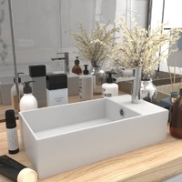 Bathroom Sink with Overflow Ceramic Matt