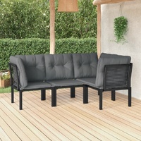 Garden Lounge Set Black and Grey Poly Rattan